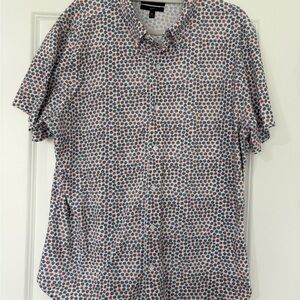 Bonobos Short-Sleeve Button-Down Shirt in White with Blue & Orange Floral Print